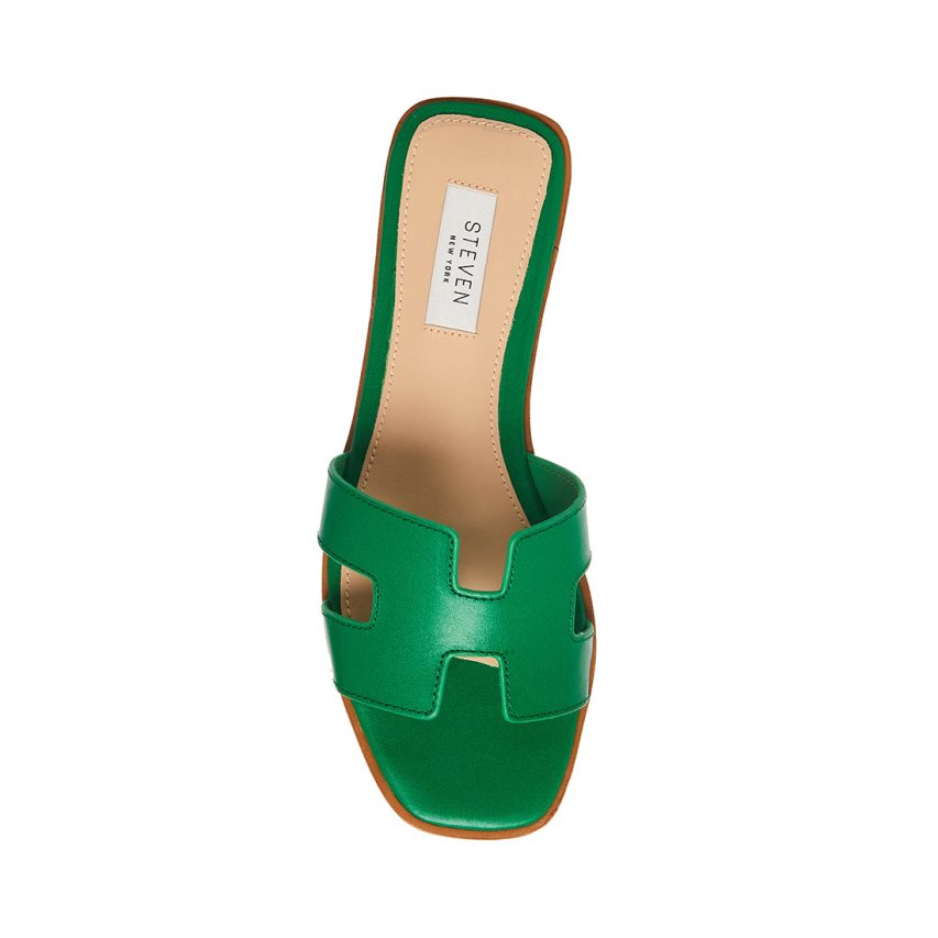 Sandalias de Diapositivas Steve Madden Hadyn Cuero Mujer Verde | ES RTE842